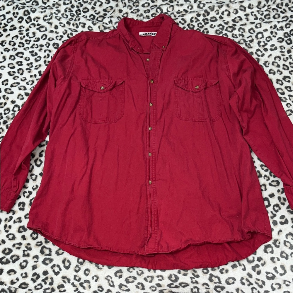 Gitano Men's Red Casual Button Down Shirt